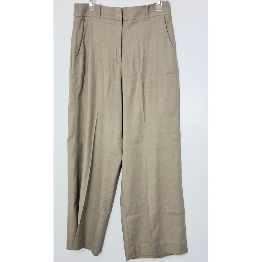 Everlane Pants Size 6 The Way-High Drape Pant Brown Wide Leg Linen Blend Pre-own